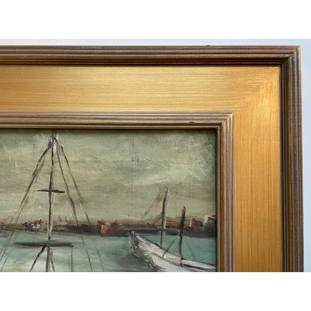 Sky Blue 1960s M Morton Impressionist Seascape Signed Oil Painting on Canvas, Framed For Sale - Image 8 of 8