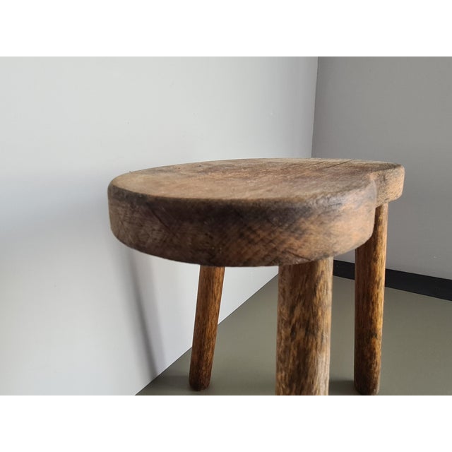 1950s Vintage French Wooden Tripod Stool, 1950 For Sale - Image 5 of 11