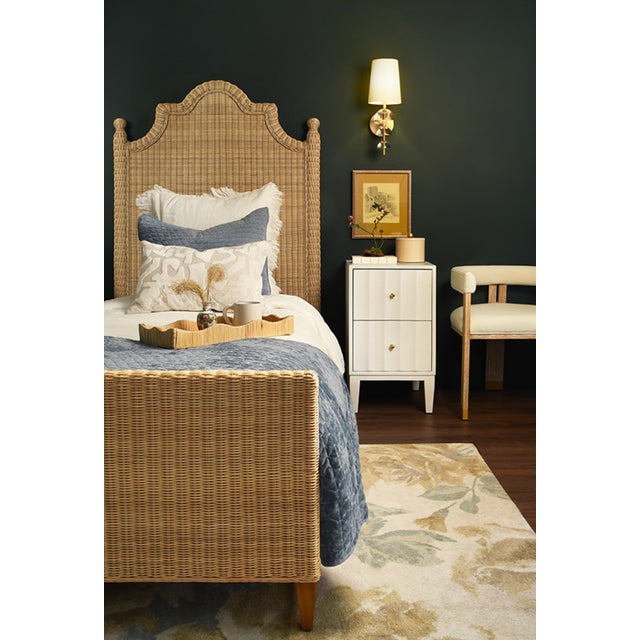 Contemporary Matthew Izzo Home - Chamberlain Twin Rattan Bedframe With Headboard, Foot Board, & Side Rails For Sale - Image 3 of 7