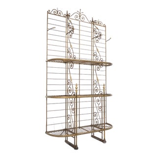 French Bakery Shelf in Wrought Iron and Brass, 1900 For Sale