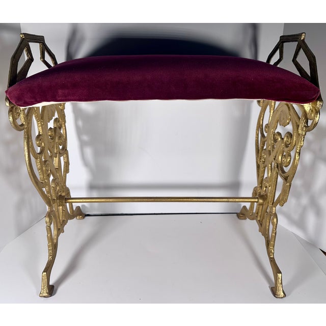 Early 20th Century Art Deco Cast Iron Harlequin Figure Vanity Window Bench c.1920s For Sale - Image 5 of 16