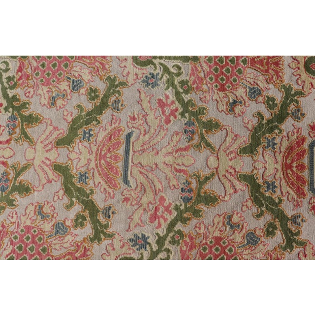 Antique Spanish Gallery Rug With Coral, Olive, and Cream Floral Design For Sale - Image 12 of 15