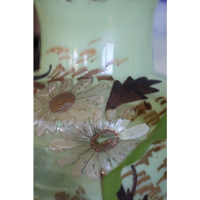Late 19th-Century Victorian Bristol-Style Green Opaline Scenic Glass Vase For Sale In Washington DC - Image 6 of 18