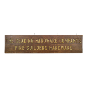 Mid 20th Century The Reading Hardware Company's Wood & Brass Wall Sign