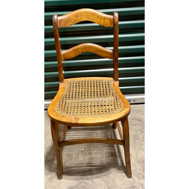 Antique Walnut Cane Seat Side Chair For Sale - Image 9 of 9