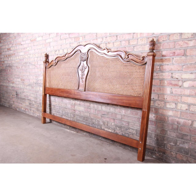 Drexel Heritage French Provincial Louis XV Carved Walnut and Cane King Size Headboard Chairish