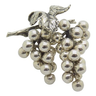 Vintage Italian Silver 800 Bunch of Grapes Figurine, 1980s For Sale
