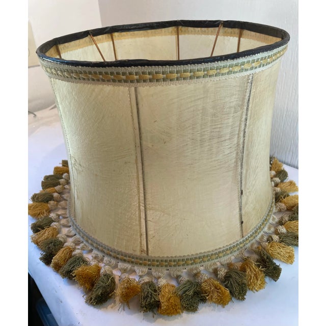 Eggshell Vintage English Stretched Leather Lamp Shade For Sale - Image 8 of 10