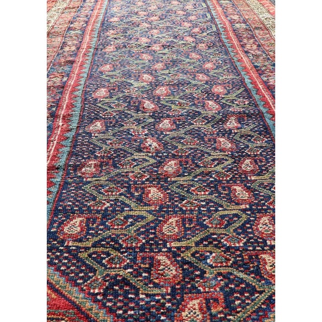 Textile Antique Persian Malayer Runner With Sub-Geometric All-Over Design in Multicolors For Sale - Image 7 of 13