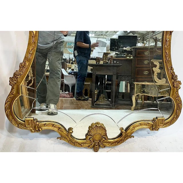 1900 - 1909 Large 54 Inch Antique French Gilt Mirror For Sale - Image 5 of 5