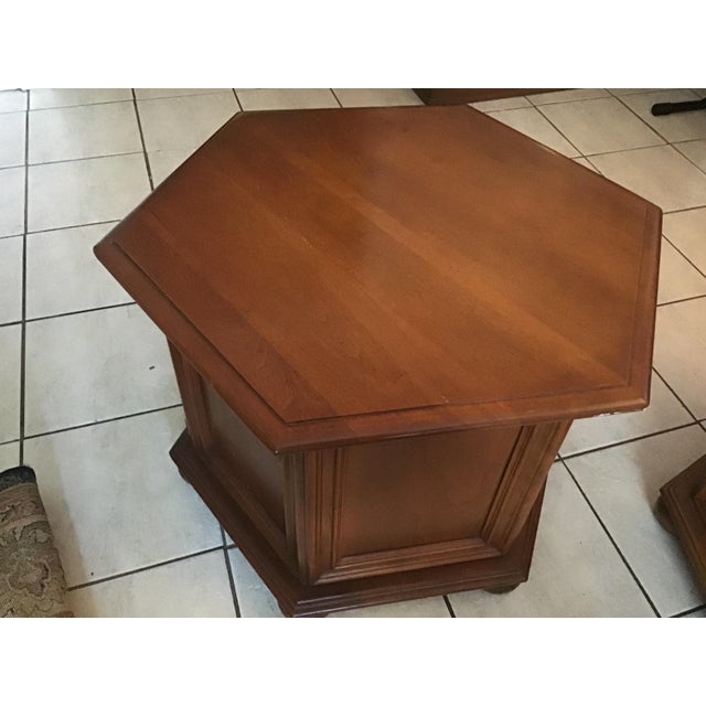1900s American Classcical Ethan Allen Classic Hexagon End Tables a