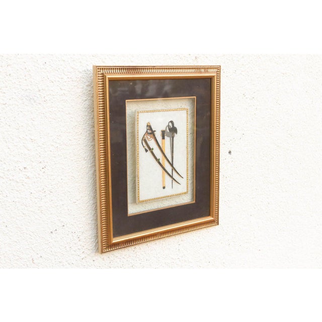 Indian Vintage Indian Framed Art Ceremonial Crossed Swords For Sale - Image 3 of 6