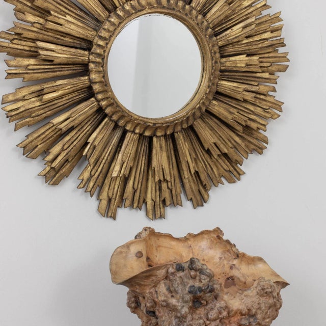 Gold Large Early-Mid 20th Century French Art Deco Giltwood Sunburst Mirror For Sale - Image 8 of 12