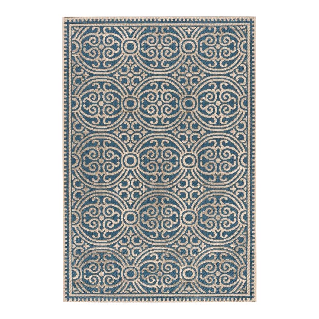 Pool House Indoor Outdoor Rug Cream & Blue 4'x6' | Chairish