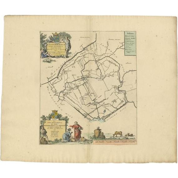 Early 18th Century Antique Map of the Rauwerderhem Township by Halma, 1718 For Sale - Image 5 of 5