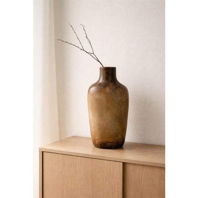 Ceramic Late 20th Century Large Studio Art Pottery Vase – Textured Earth-Tone Vessel With Organic Form For Sale - Image 7 of 9