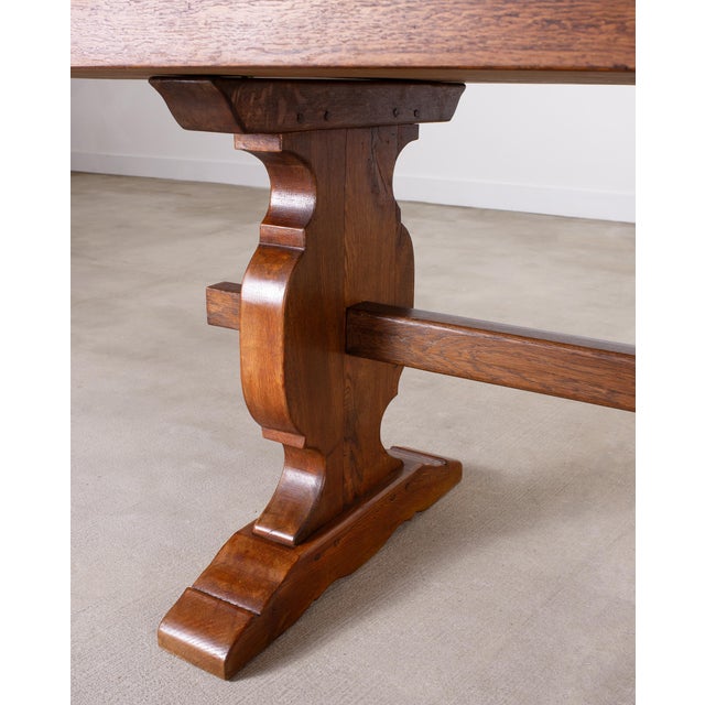 Country French Provincial Oak Farmhouse Trestle Dining Table 10 Ft For Sale - Image 12 of 18