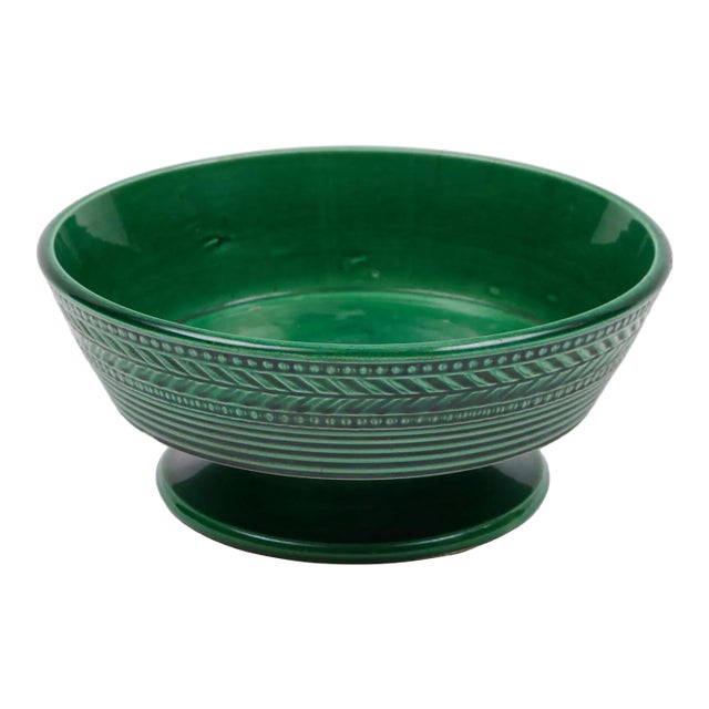 Small Antique Early 19th Century English Staffordshire Green Glaze Basket Weave Footed Bowl For Sale