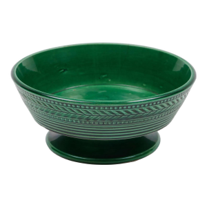 Small Antique Early 19th Century English Staffordshire Green Glaze Basket Weave Footed Bowl