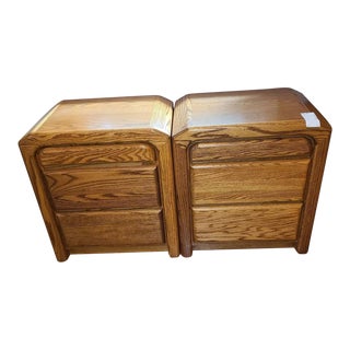 Mid 20th Century Arbek Vintage Oak Night Stands - Set of 2 For Sale