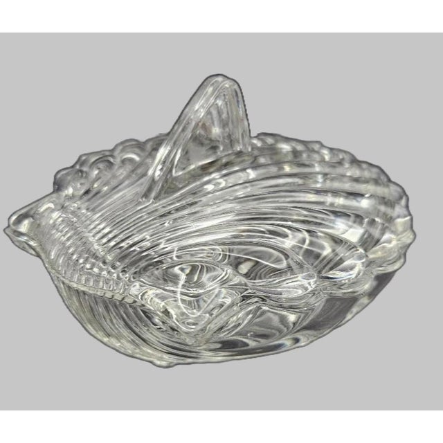 This marvelous vintage 1950s candy dish or trinket box is created in gorgeous crystal clear heavy weight cast glass in the...