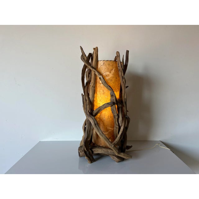 Fantastic vintage organic sculptural drift wood table lamp. This vintage driftwood table lamp circa of 1960s and has its...