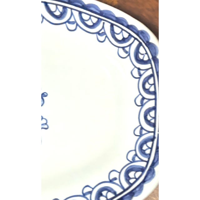 Vintage Brasao Blue and White Hand Painted Coat of Arms Catchall For Sale In Palm Springs - Image 6 of 9