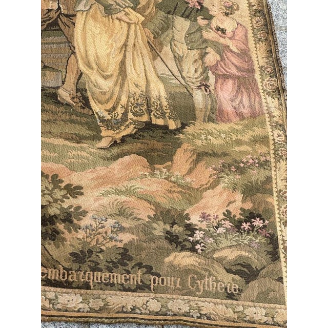 Mid-Century French Jacquard Tapestry with Embarkation for Cythera Motif in the style of Aubusson, 1950s For Sale - Image 6 of 18