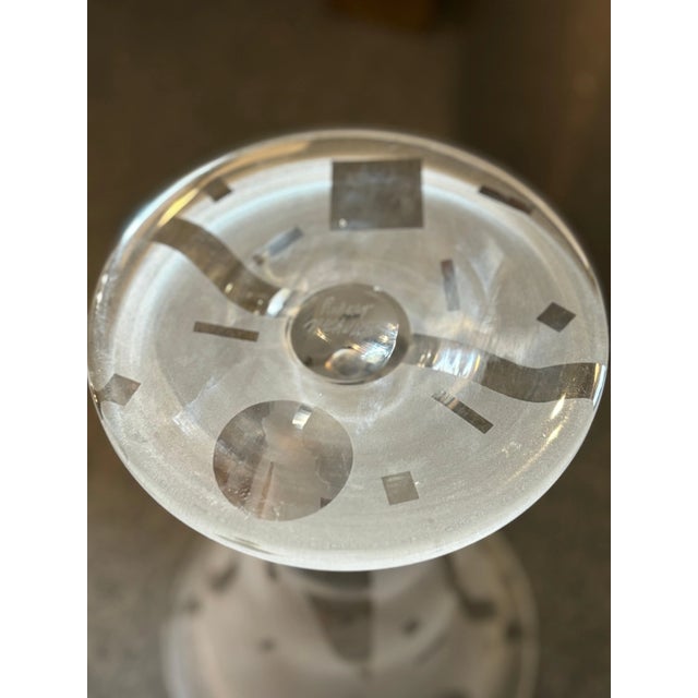 Monumental 14.5 high Robert McCandless Frosted Etched Art Glass Vase For Sale In Philadelphia - Image 6 of 7