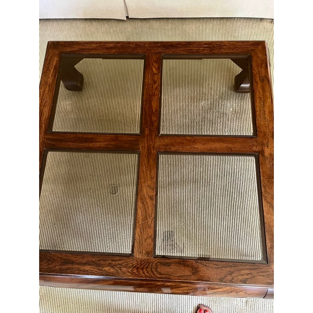 Ming Style Walnut & Glass Square Cocktail Table For Sale In Oklahoma City - Image 6 of 8