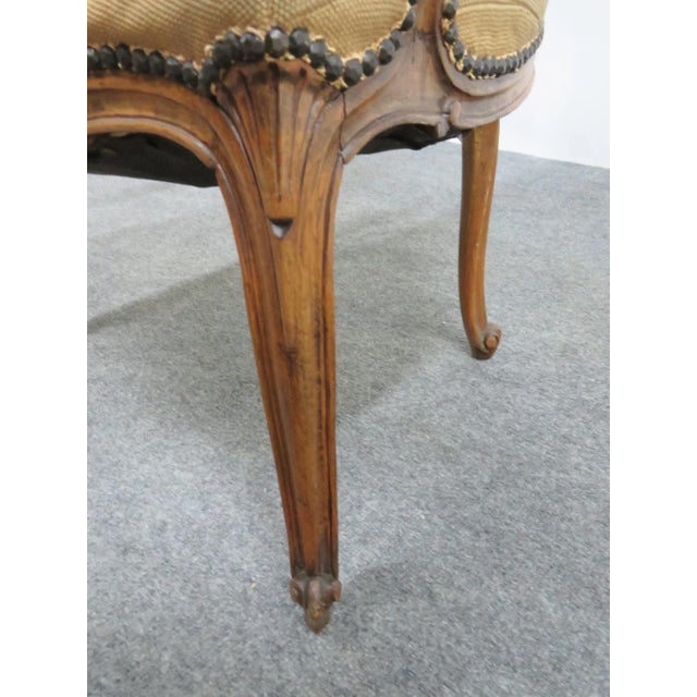 Early 20th Century French Carved Walnut Needlepoint Armchair For Sale - Image 5 of 6