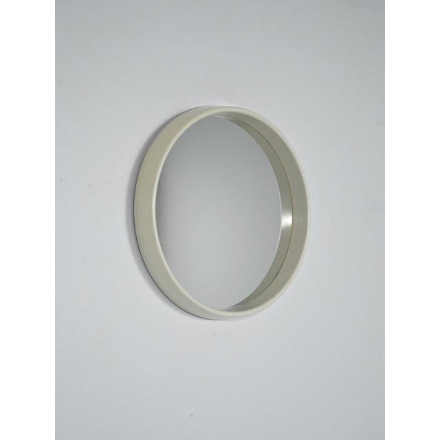 White Round Scandinavian Mirror, 1960s For Sale - Image 8 of 8