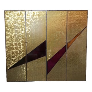 Sculptural 4-Door Wardrobe with Glass Shelves, Italy, 1970s-1980s For Sale