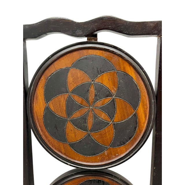Antique English Folk Art Geometric Cocktail Tray Table For Sale - Image 6 of 18