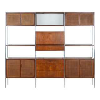 Jack Cartwright for Founders Storage Wall Shelving Unit in Walnut and Aluminum For Sale