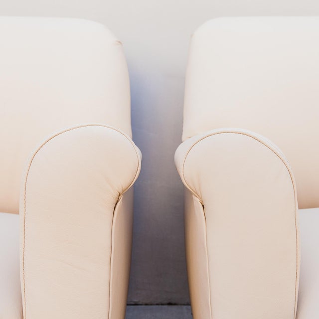 Wood Vintage Italian Art Deco Club Chairs in Walnut Burl and Edelman Leather For Sale - Image 7 of 12
