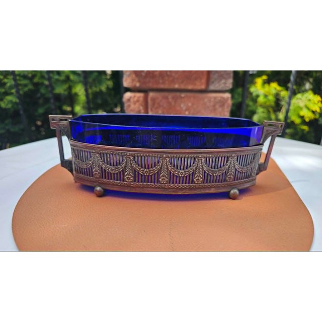 Art Nouveau Jardiniere in Cobalt Glass, 1890s For Sale - Image 6 of 8