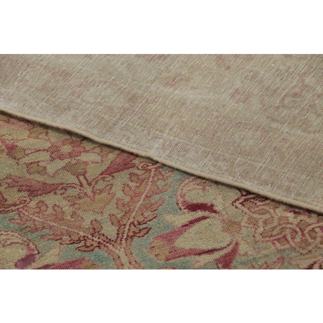 Textile Antique Distressed Kerman Rug, Floral Lattice in Red & Beige Tones - Rug & Kilim For Sale - Image 7 of 7