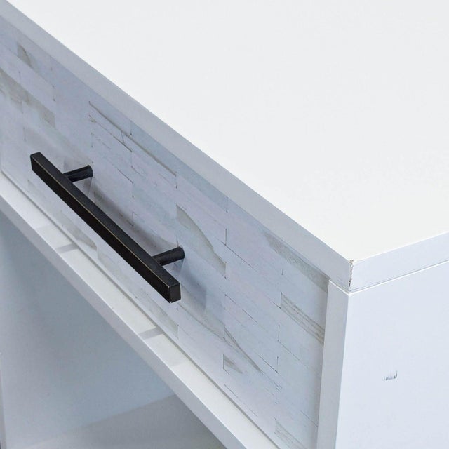 White West Elm Wood Tiled Nightstand For Sale - Image 8 of 9