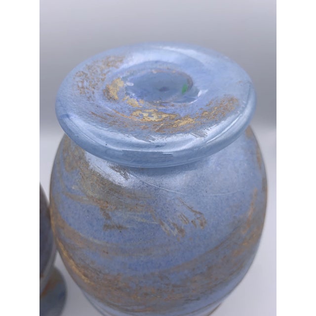 Pair of Mid-Century Murano Blue Scavo Glass Amphora Vases. For Sale - Image 11 of 13