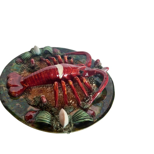 French French Majolica Palissy Ware Lobster Charger For Sale - Image 3 of 7