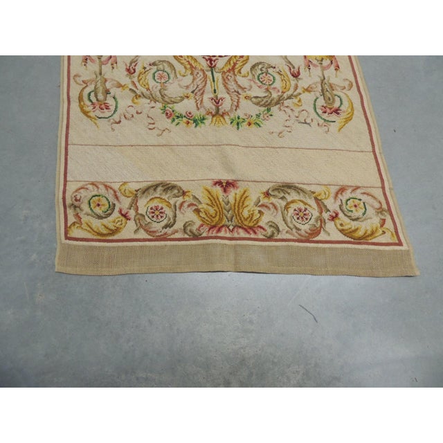 Antique Pink and Green Aubusson Tapestry Panel For Sale - Image 4 of 8