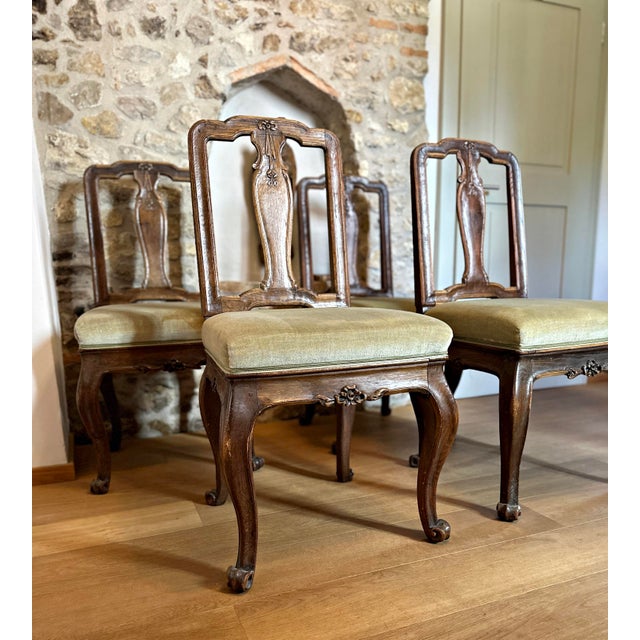 Original Antique Baroque Chairs, Walnut, Circa 1760, Set of 4 For Sale - Image 15 of 15