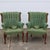 This solid, sturdy set of channel-back chairs is upholstered in a rich, heavy green and gold damask fabric and finished...