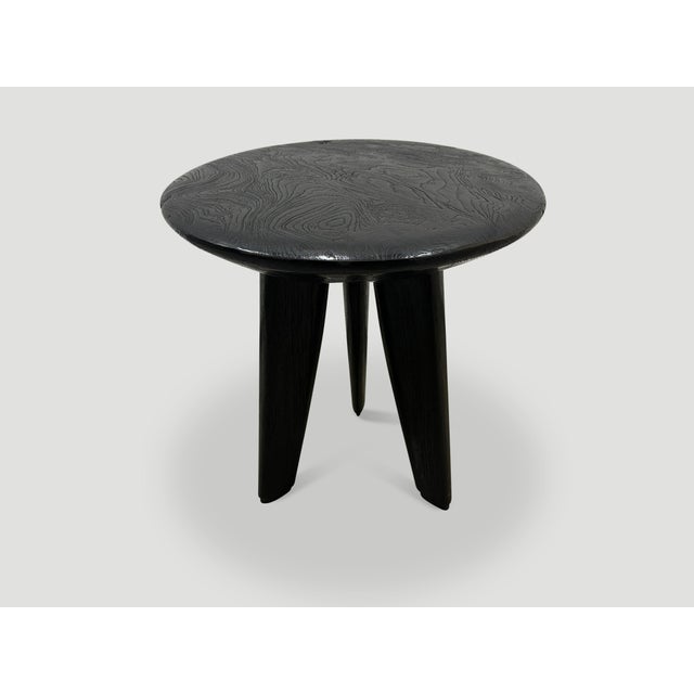 Andrianna Shamaris Mid Century Couture Espresso Stained Teak Wood Side Table For Sale In New York - Image 6 of 18