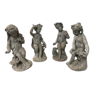 Antique-Style Lead Figural Putti Garden Statues, Set of Four