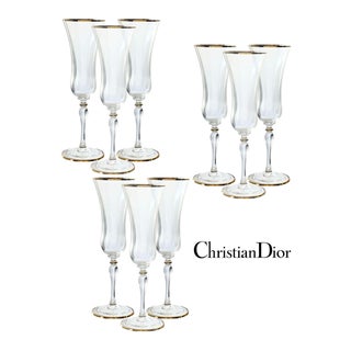 Vintage Christian Dior Triomphe Champagne Flutes, Set of 9 For Sale