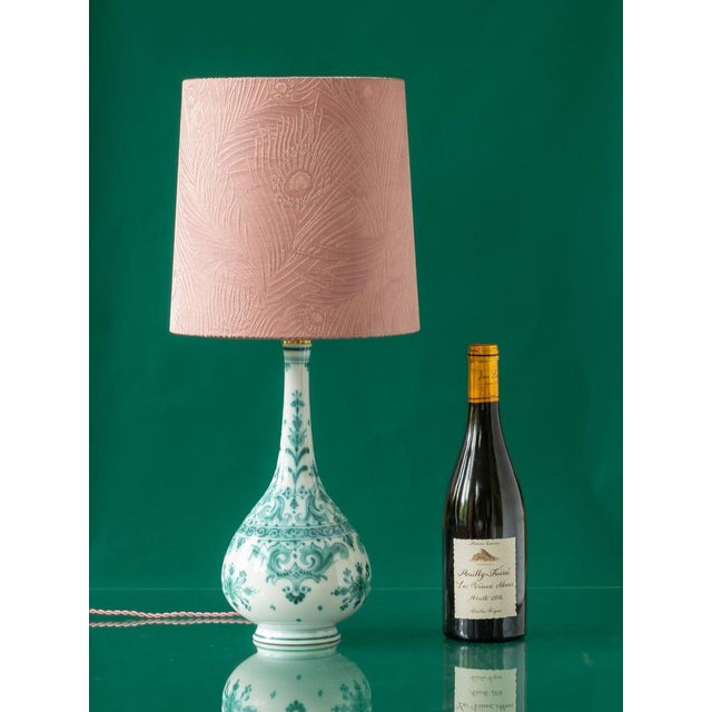Blue-Green Delft Delvert table lamp made from a hand-painted vase by Royal Delft (De Porceleyne Fles), the last of the...