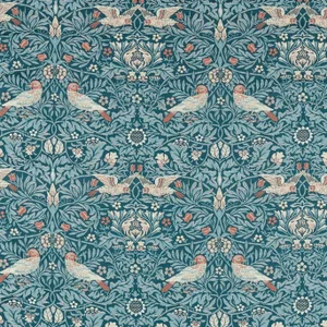 Morris & Co Bird Tapestry Fabric in Webbs Blue