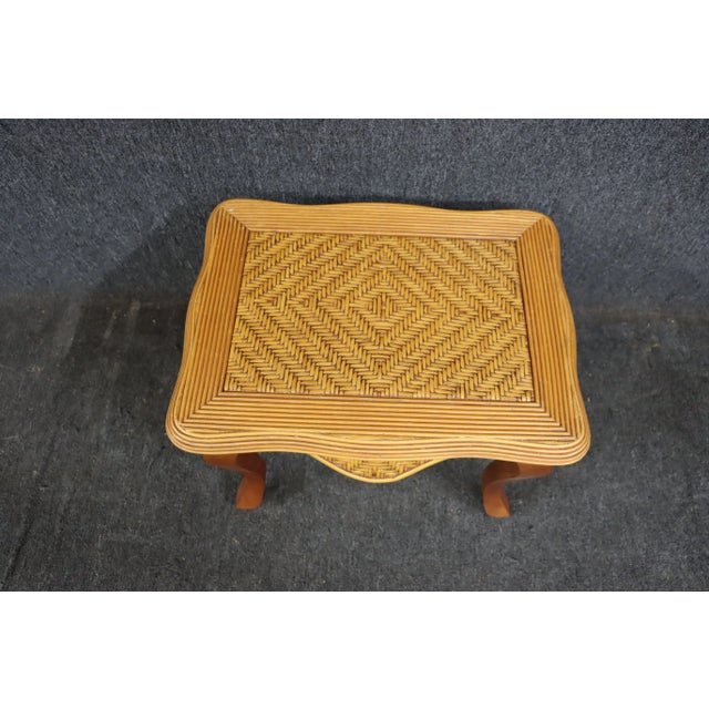 Early 21st Century Wicker & Cabriole Leg Side Table For Sale - Image 5 of 6